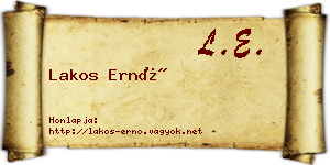Lakos Ernő névjegykártya